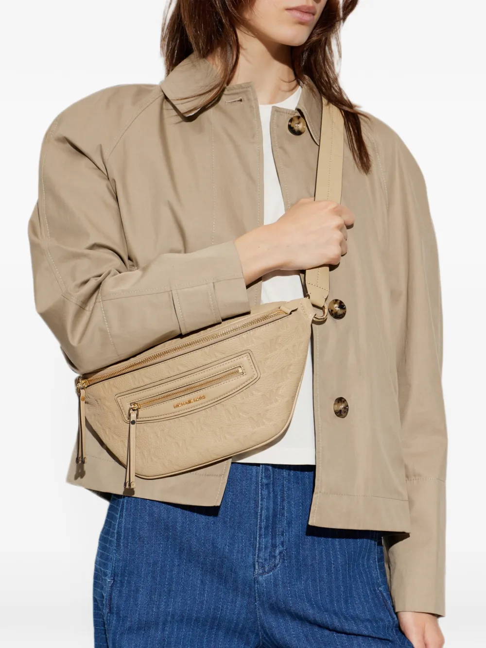 Michael Kors Jet Set Travel logo-embossed belt bag Beige
