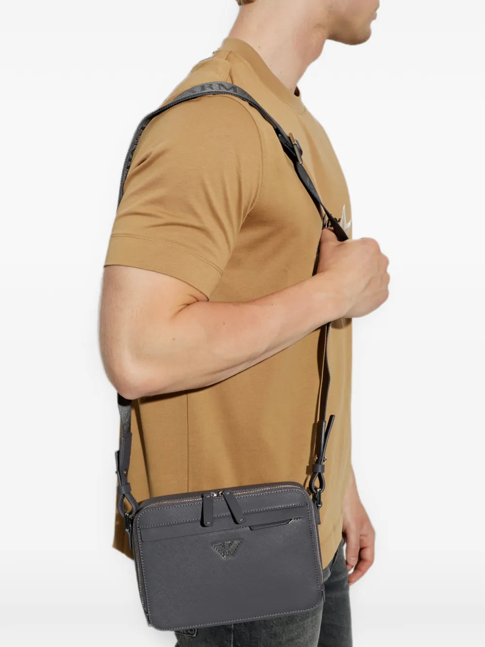 Emporio Armani Messengertas met logo-applicatie Grijs