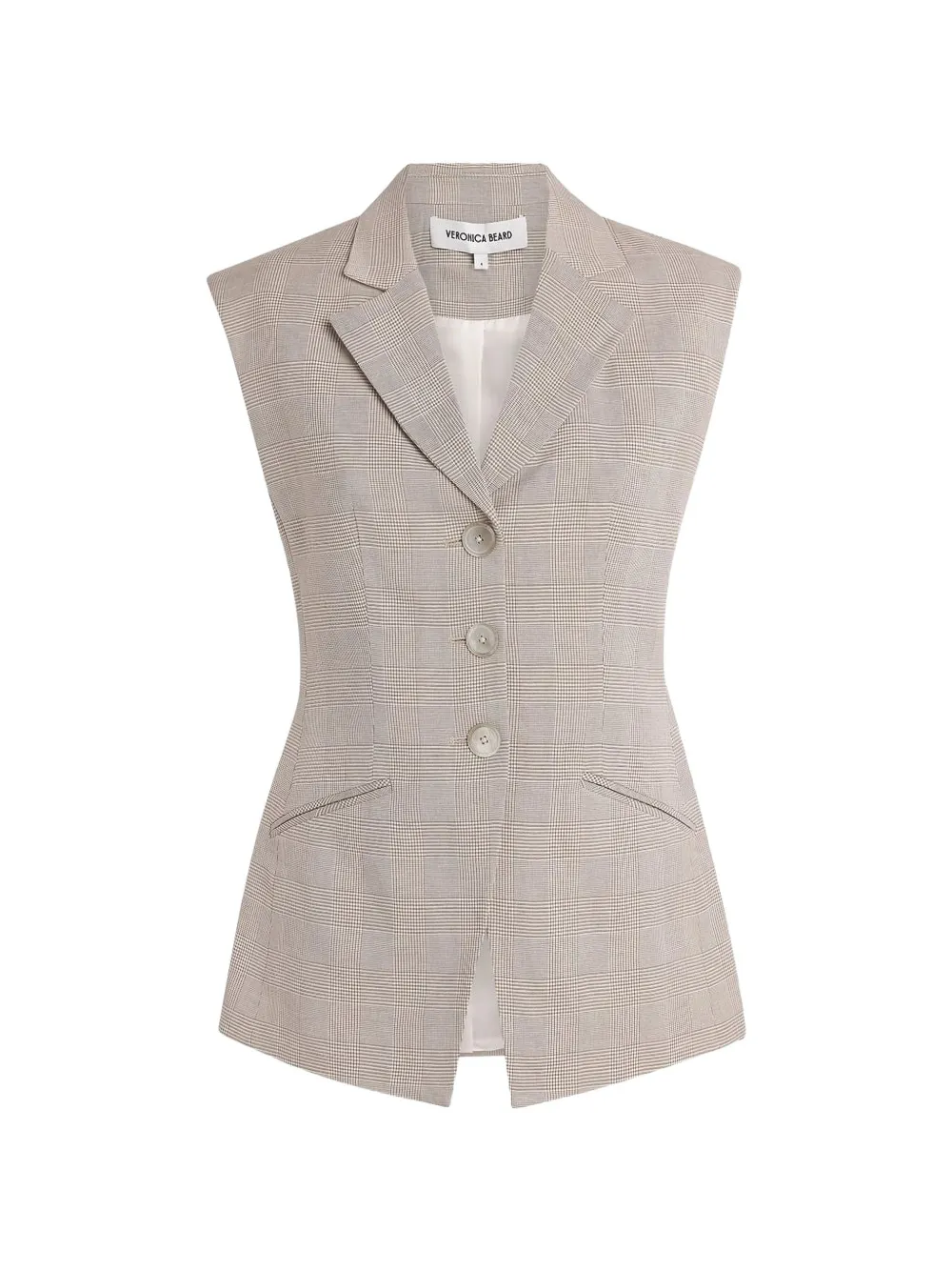 Veronica Beard Sorenne Prince of Wales check waistcoat - Nude