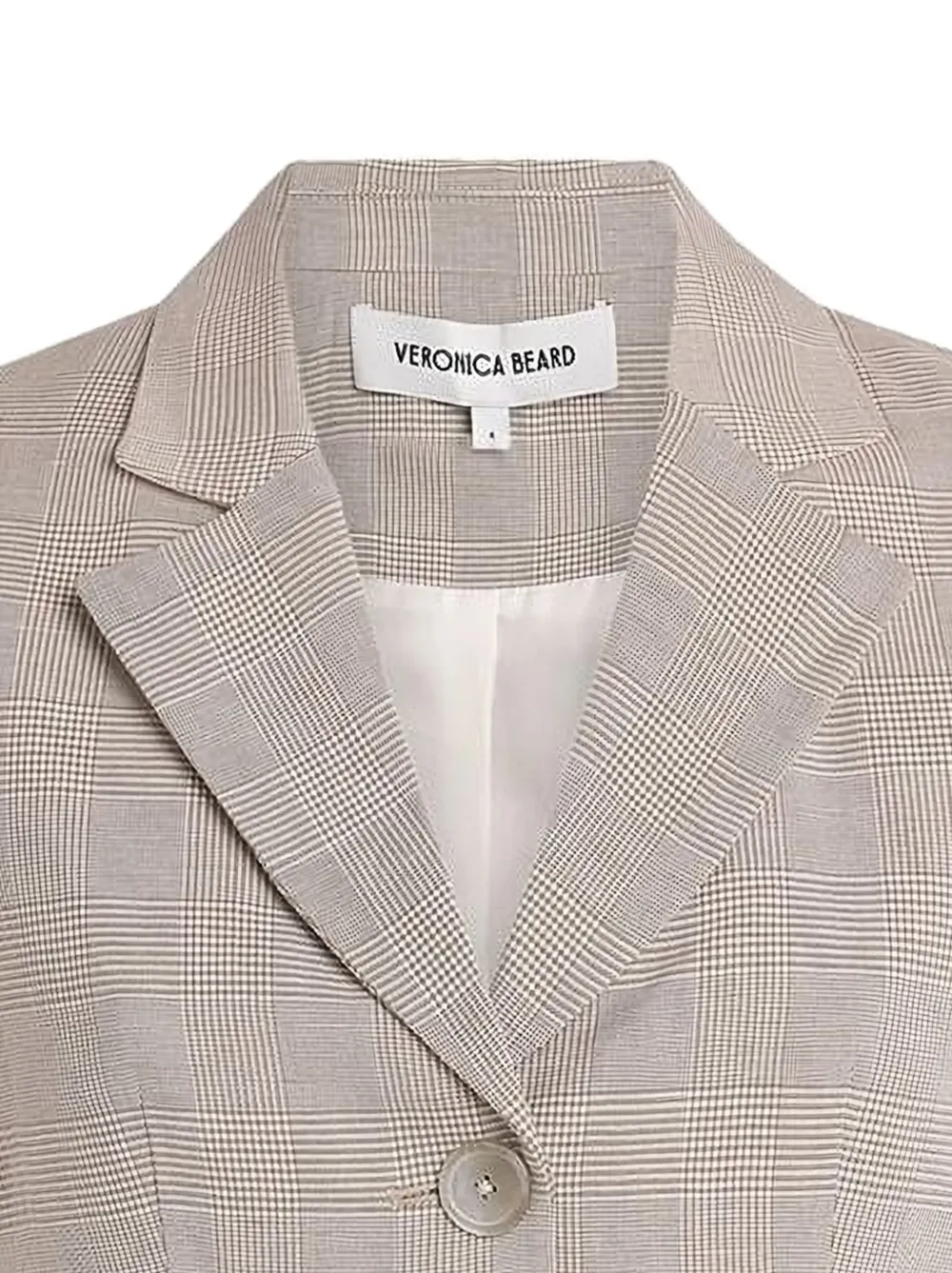 Veronica Beard Sorenne Prince of Wales check waistcoat Beige