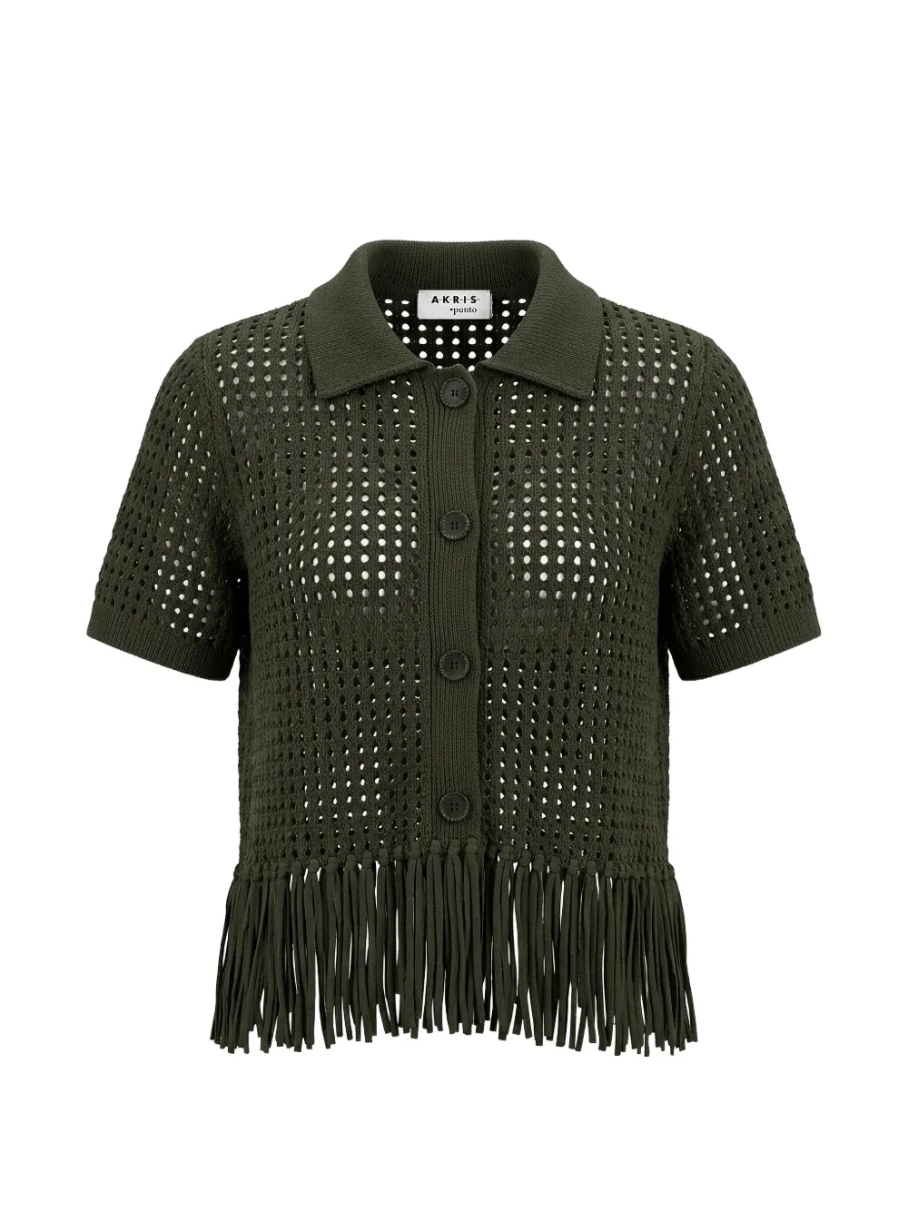 Akris fringe-trimmed open-knit cardigan - Verde
