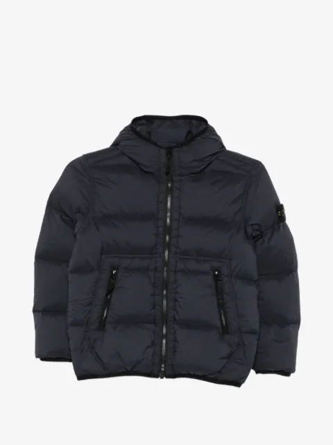 Stone Island Junior Badge logo quilted parka