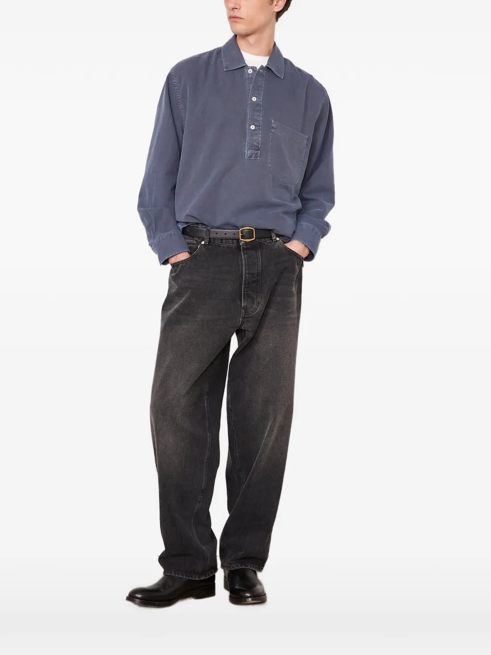 Officine Generale Jordy button-down chest-pocket shirt - Blu