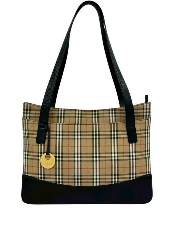 Burberry バーバリー ヘイマーケット チェック トートバッグ ハンド Burberry Pre-Owned 2000-2017 ヘイマーケットチェック キャンバス