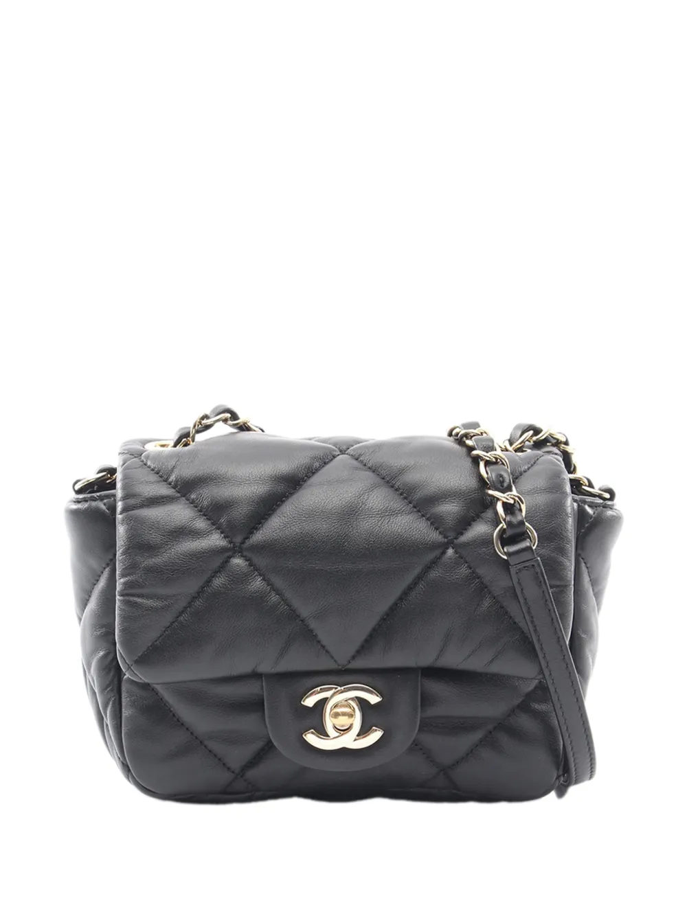 CHANEL Pre-Owned 2020 Small Lambskin Puffy Bubbly Square Flap crossbody bag - Nero