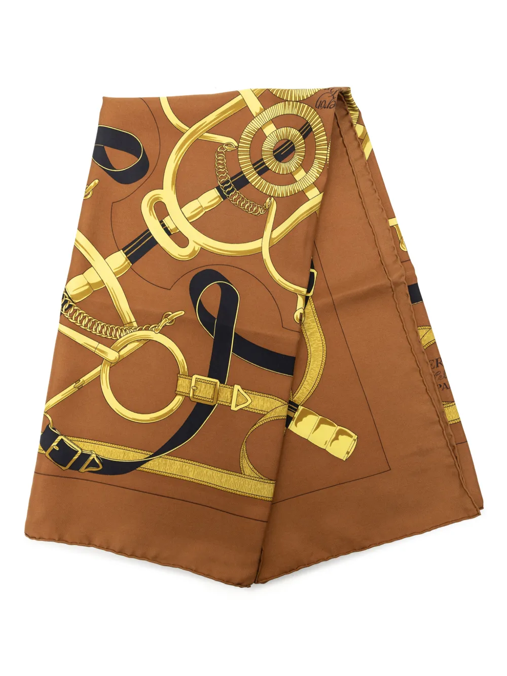 Hermès Pre-Owned 20th Century Eperon D Or Silk Scarf 90 scarves - Marrone