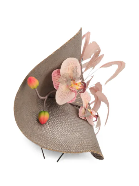 Vintage floral-embellished feather-trim fascinator