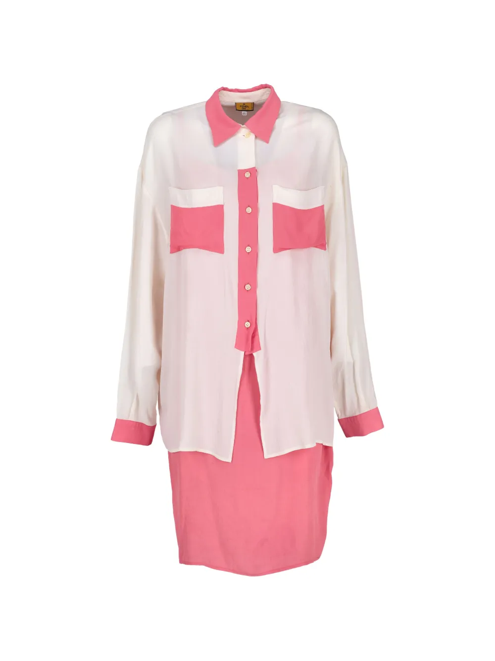 Fendi Pre-Owned colour-block shirt midi dress - Rosa