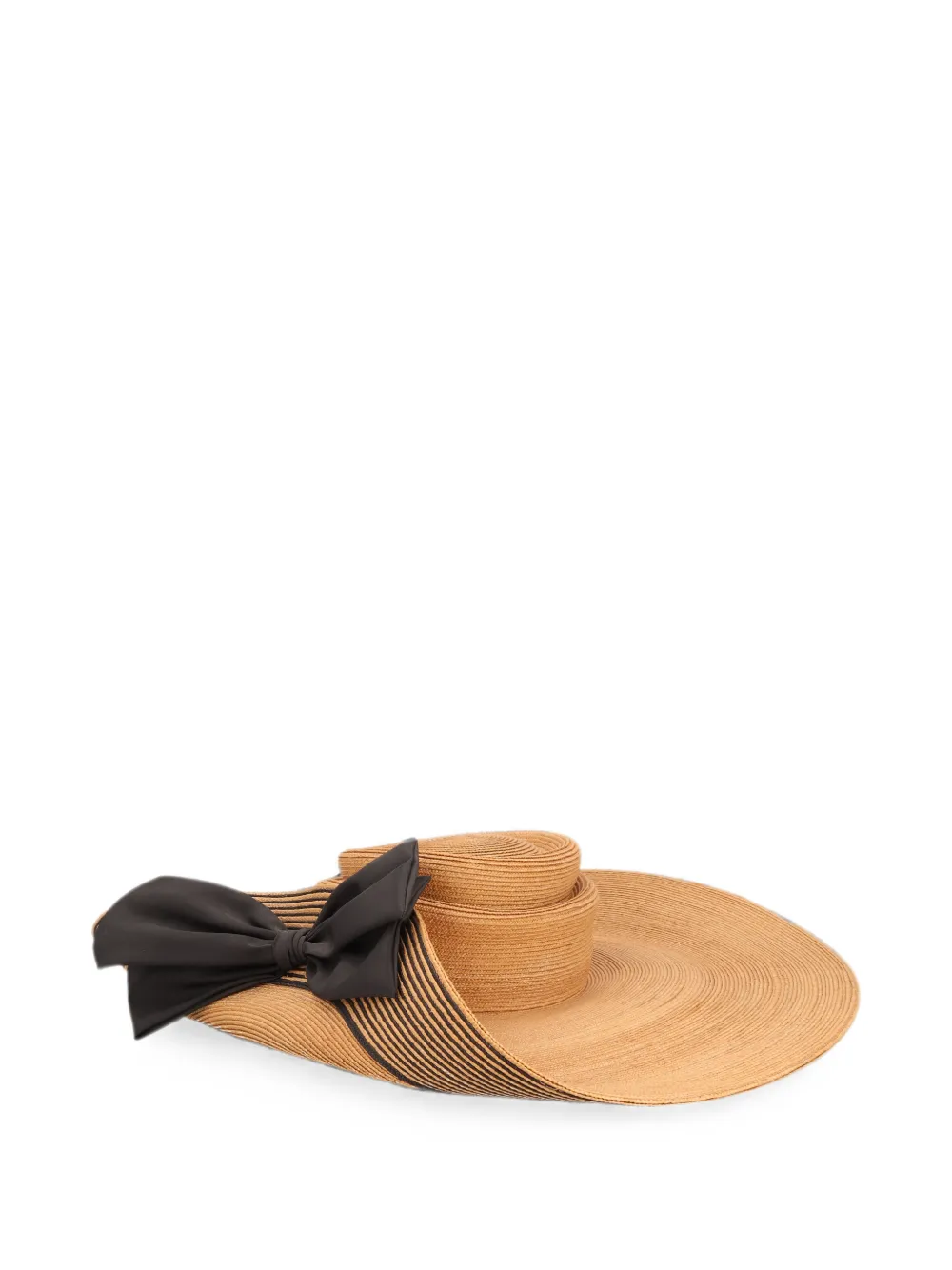 MARZI bow-detail striped-brim sun hat - Toni neutri