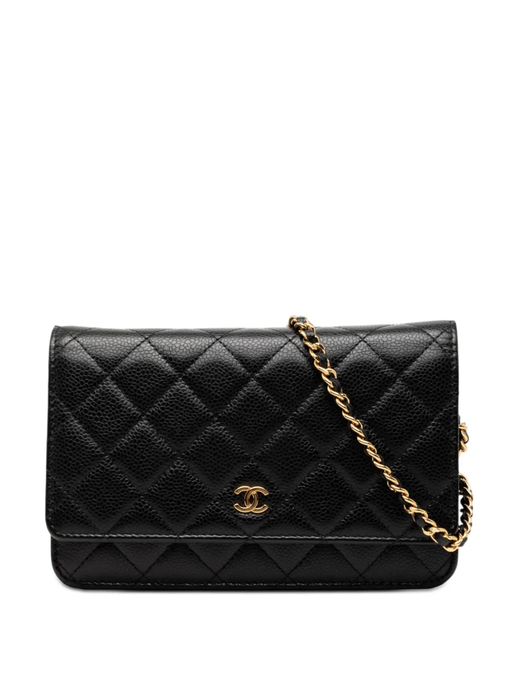 CHANEL Pre-Owned 2019 CC Quilted Caviar Wallet on Chain crossbody bag - Nero
