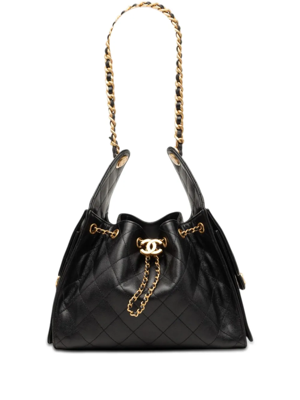 CHANEL Pre-Owned 2021-2026 Small Quilted Caviar Chanel 25 hobo bag - Nero