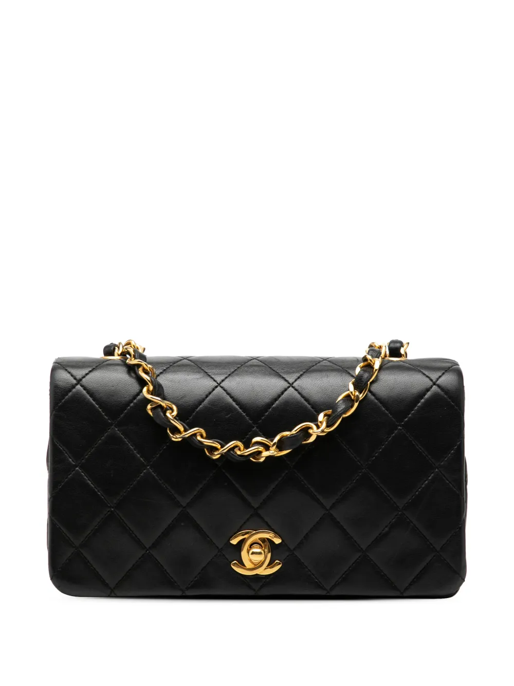 CHANEL Pre-Owned 1989-1991 CC Quilted Lambskin Turnlock Full Single Flap crossbody bag - Nero
