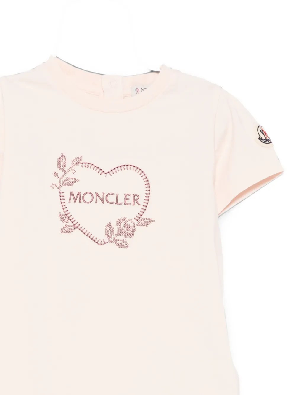 Moncler Enfant T-shirt met geborduurd logo Roze