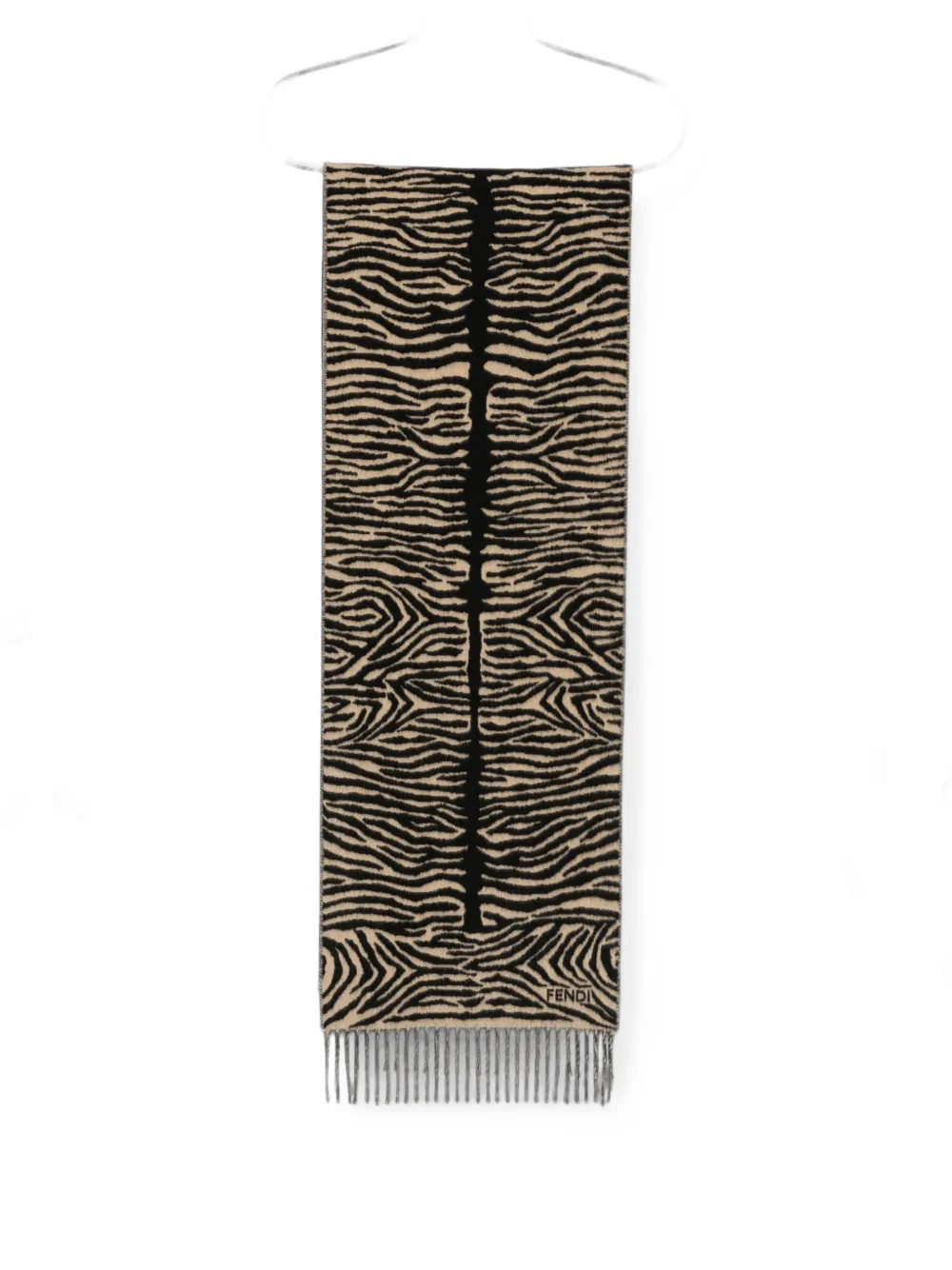 FENDI tiger-print fringed scarf - Toni neutri