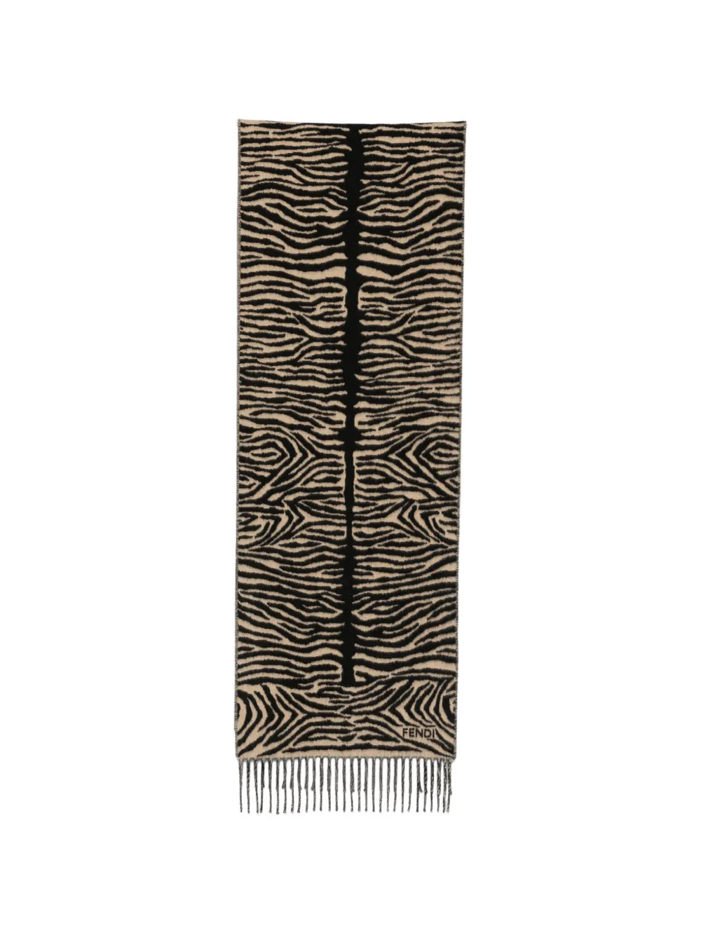 FENDI tiger-print fringed scarf - Toni neutri