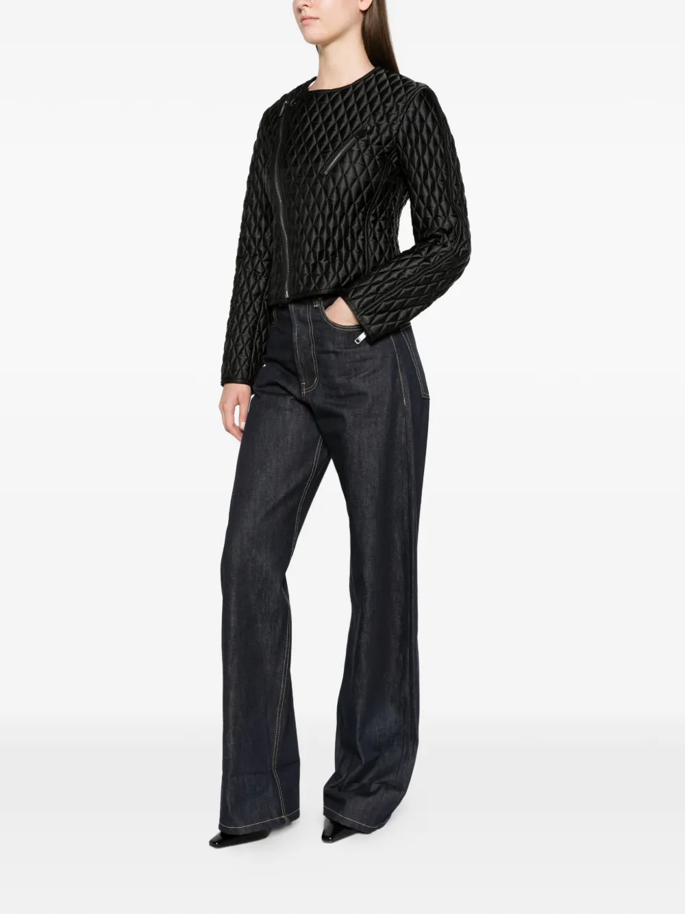 Burberry cropped nylon Laverley jacket Zwart