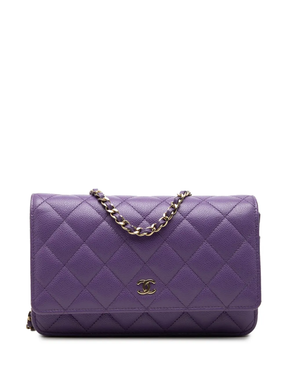 CHANEL Pre-Owned 2021-2026 CC Quilted Caviar Wallet on Chain crossbody bag - Viola