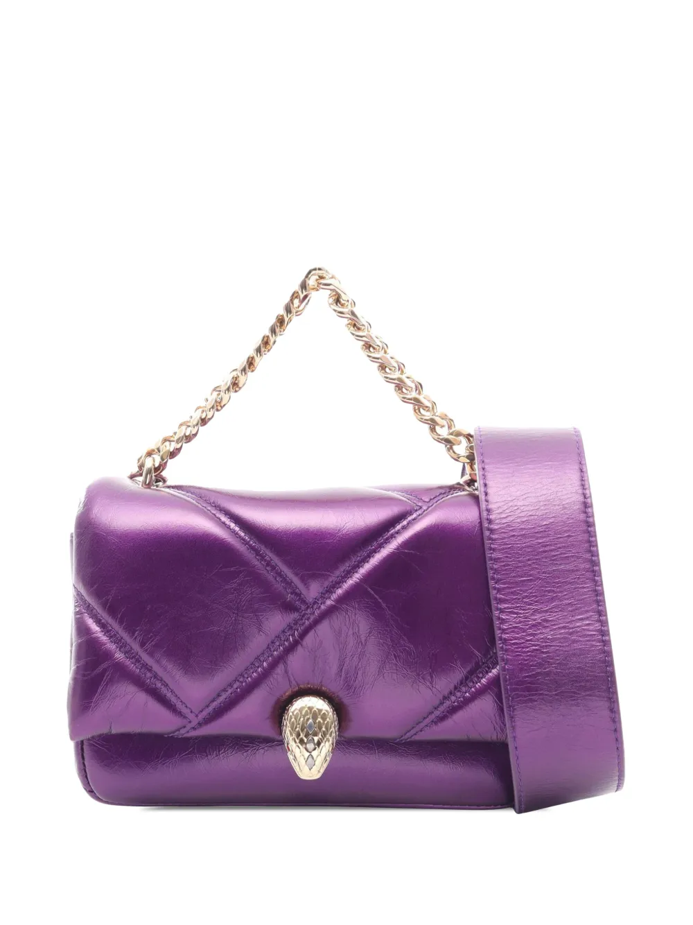 Bvlgari Pre-Owned 2010-2026 Mini Metallic Leather Serpenti Cabochon satchel - Viola