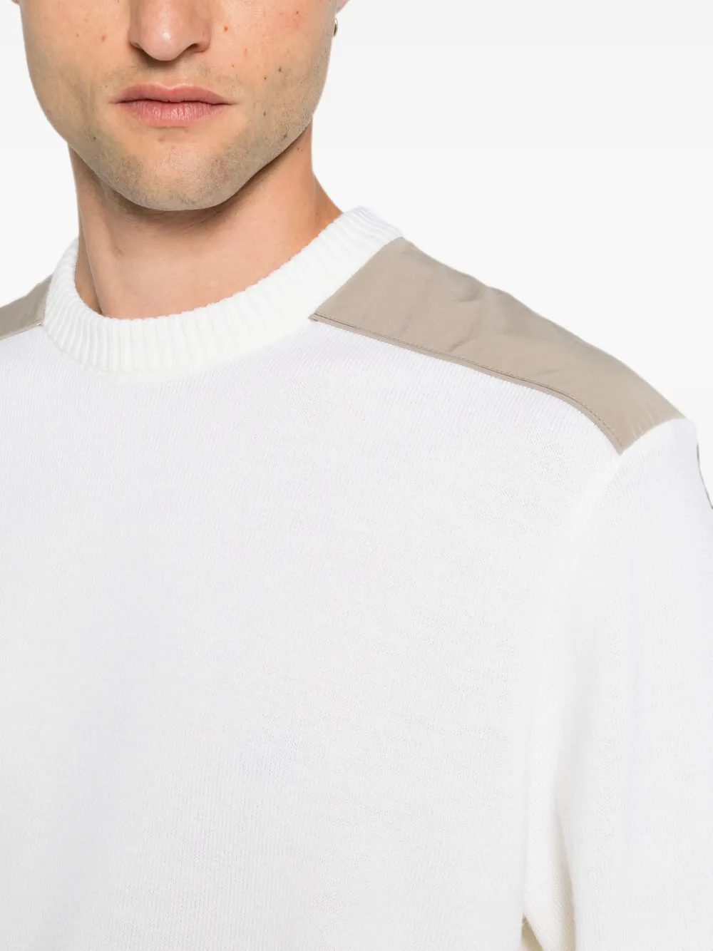 Paul & Shark Trui met contrasterend vlak en ronde hals Beige