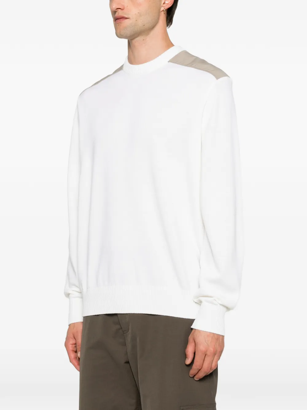 Paul & Shark Trui met contrasterend vlak en ronde hals Beige