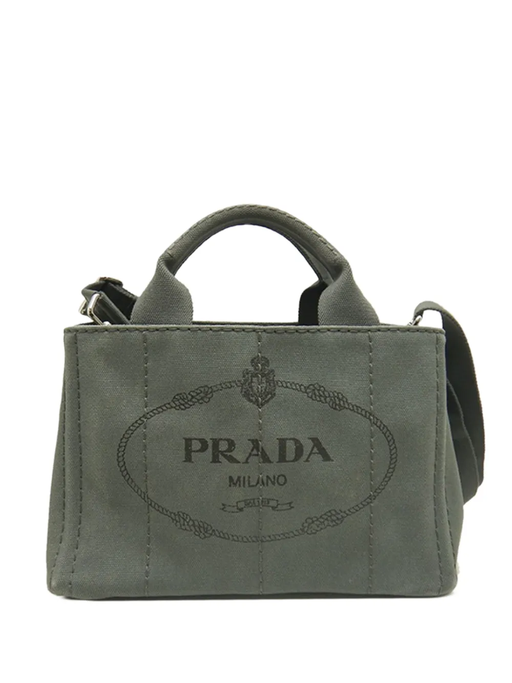 Prada Pre-Owned 2013-2026 Small Canvas Canapa Logo satchel - Grigio