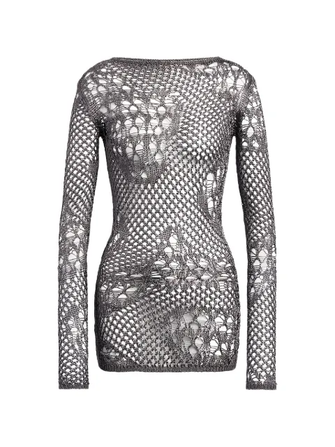 DONDUP distressed open-knit mini dress