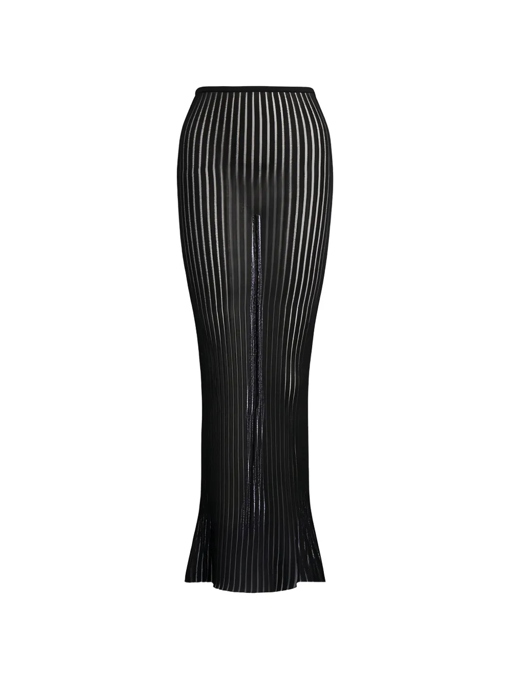 DONDUP sheer-knit striped maxi skirt - Nero