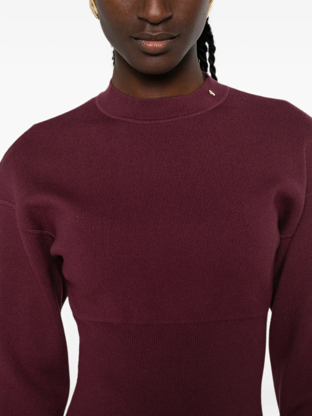 ANINE BING Imanae ribgebreide mini-jurk met lange mouwen Rood