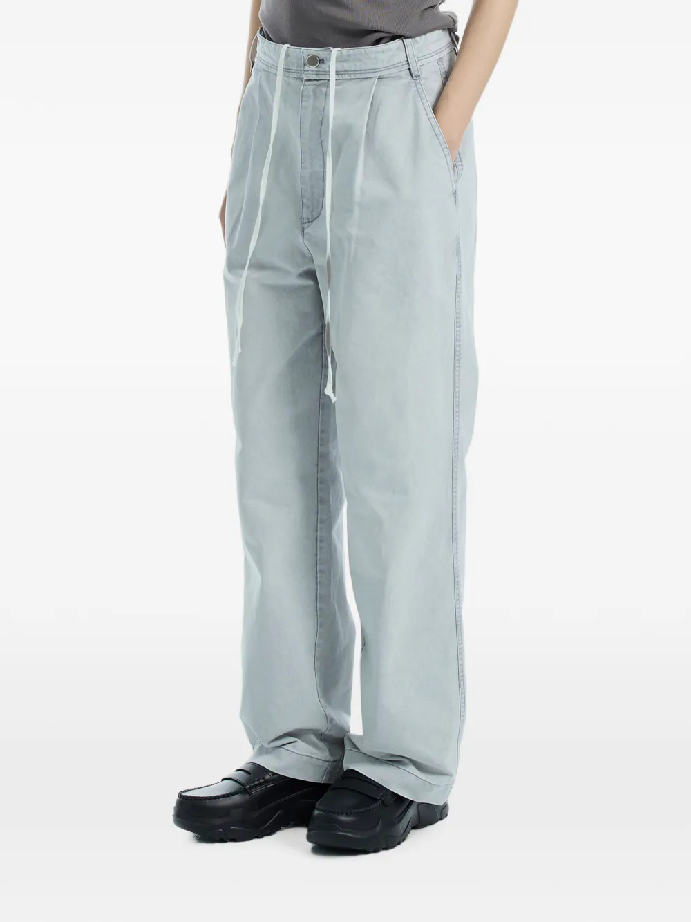 Low Classic Broek met trekkoord en verwassen katoenen Blauw