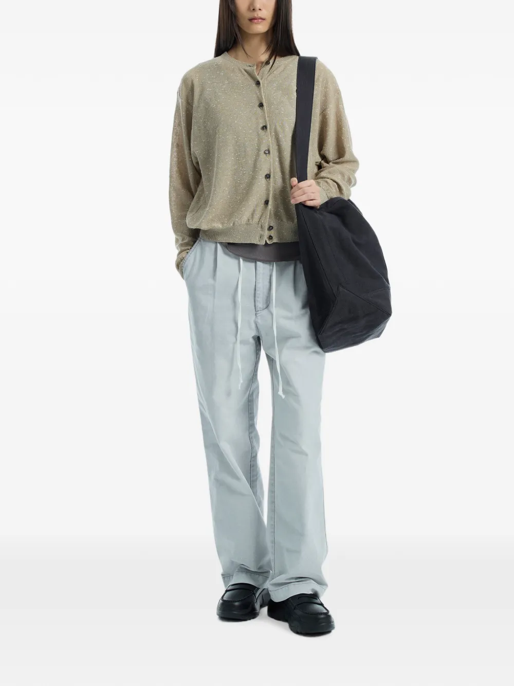 Low Classic Broek met trekkoord en verwassen katoenen Blauw