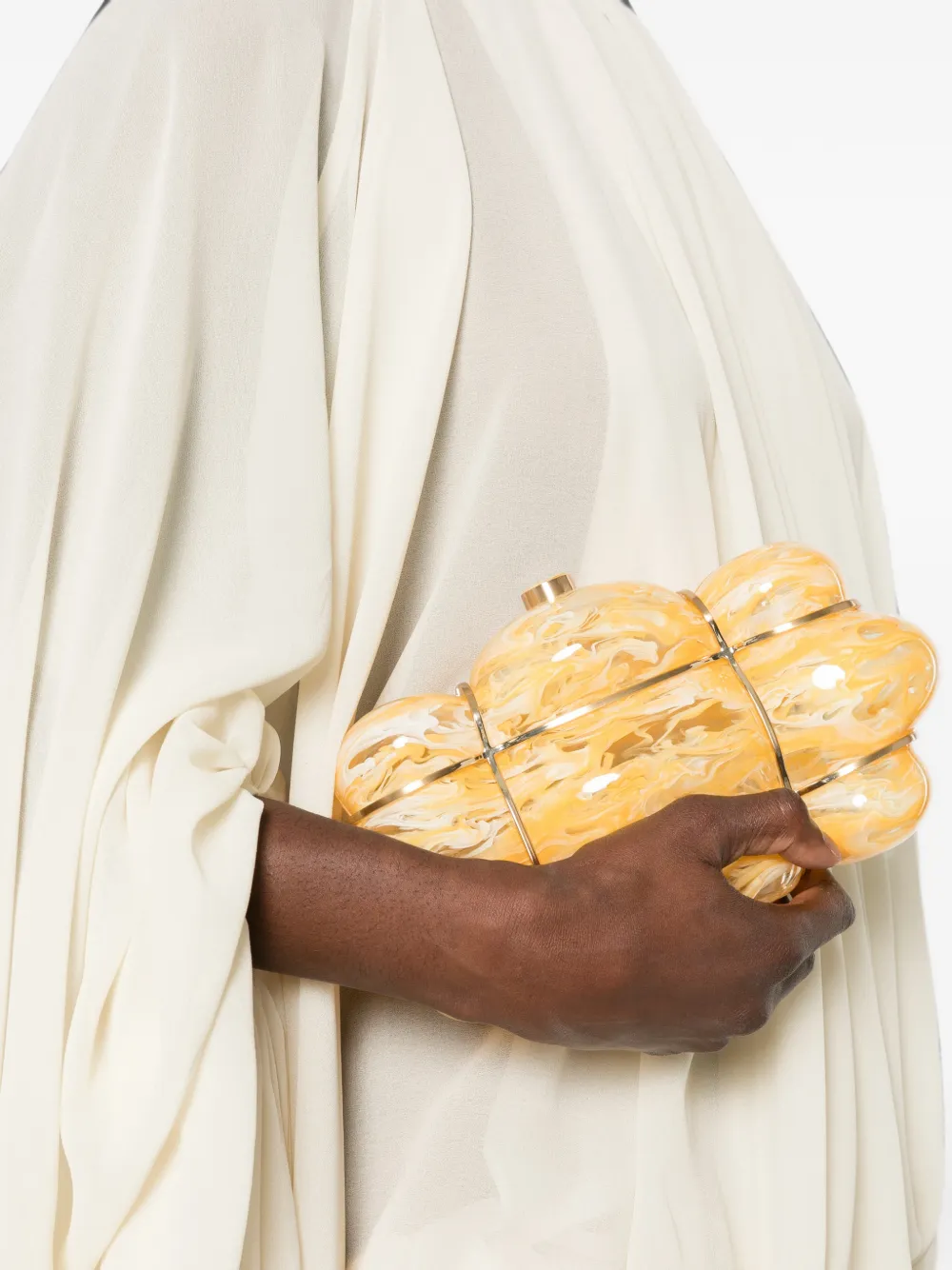 Cult Gaia Bolla clutch met marmer-effect Geel