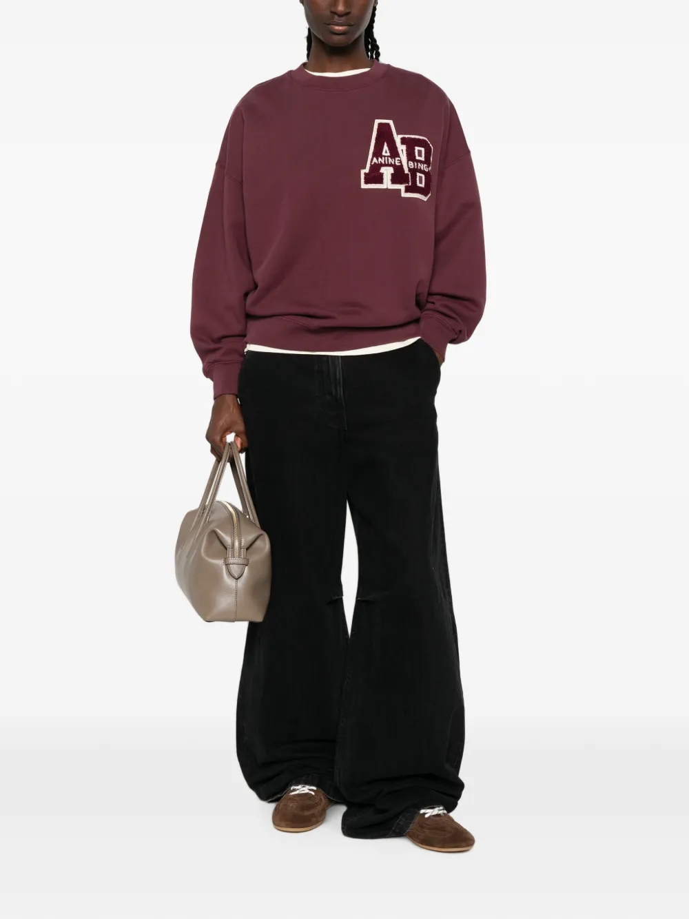 ANINE BING Miles sweater met logopatch Rood