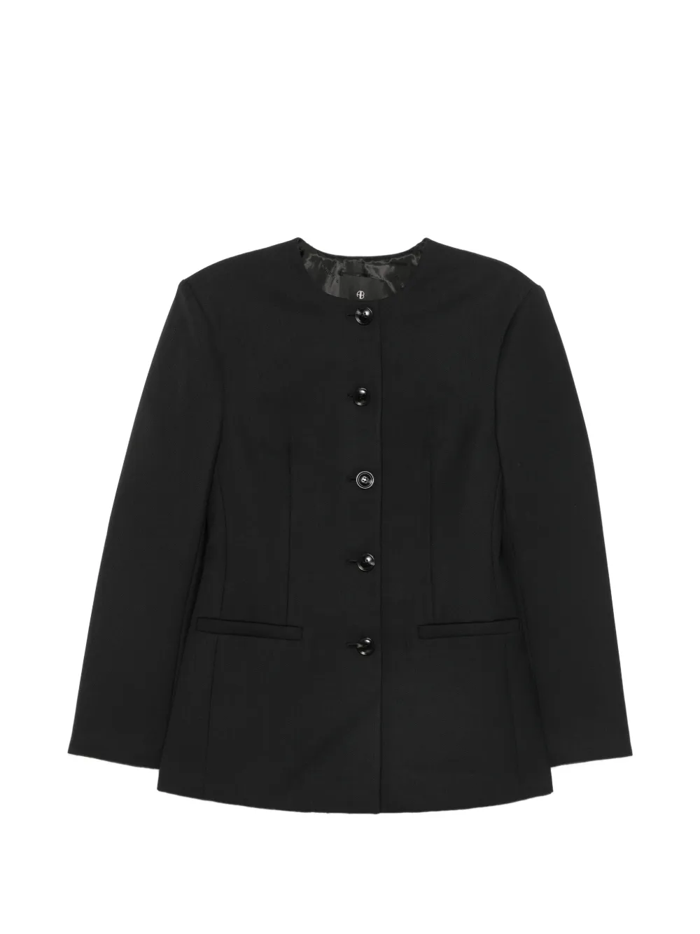 ANINE BING Huda single-breasted collarless jacket - Black