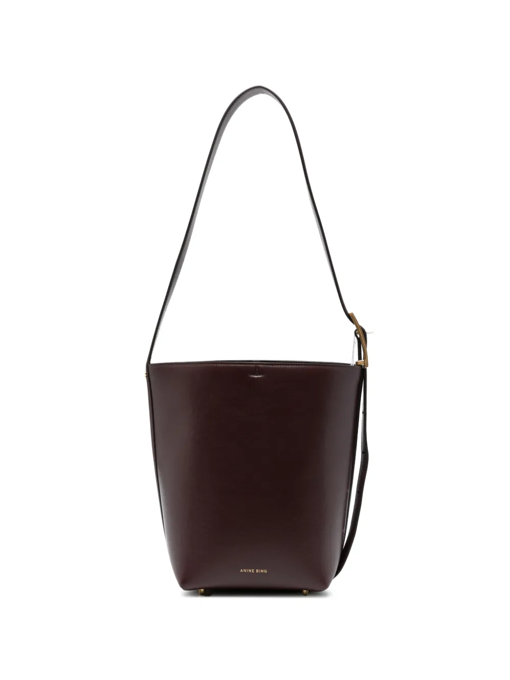 ANINE BING Elly medium bucket bag grained leather - fig - Rosso