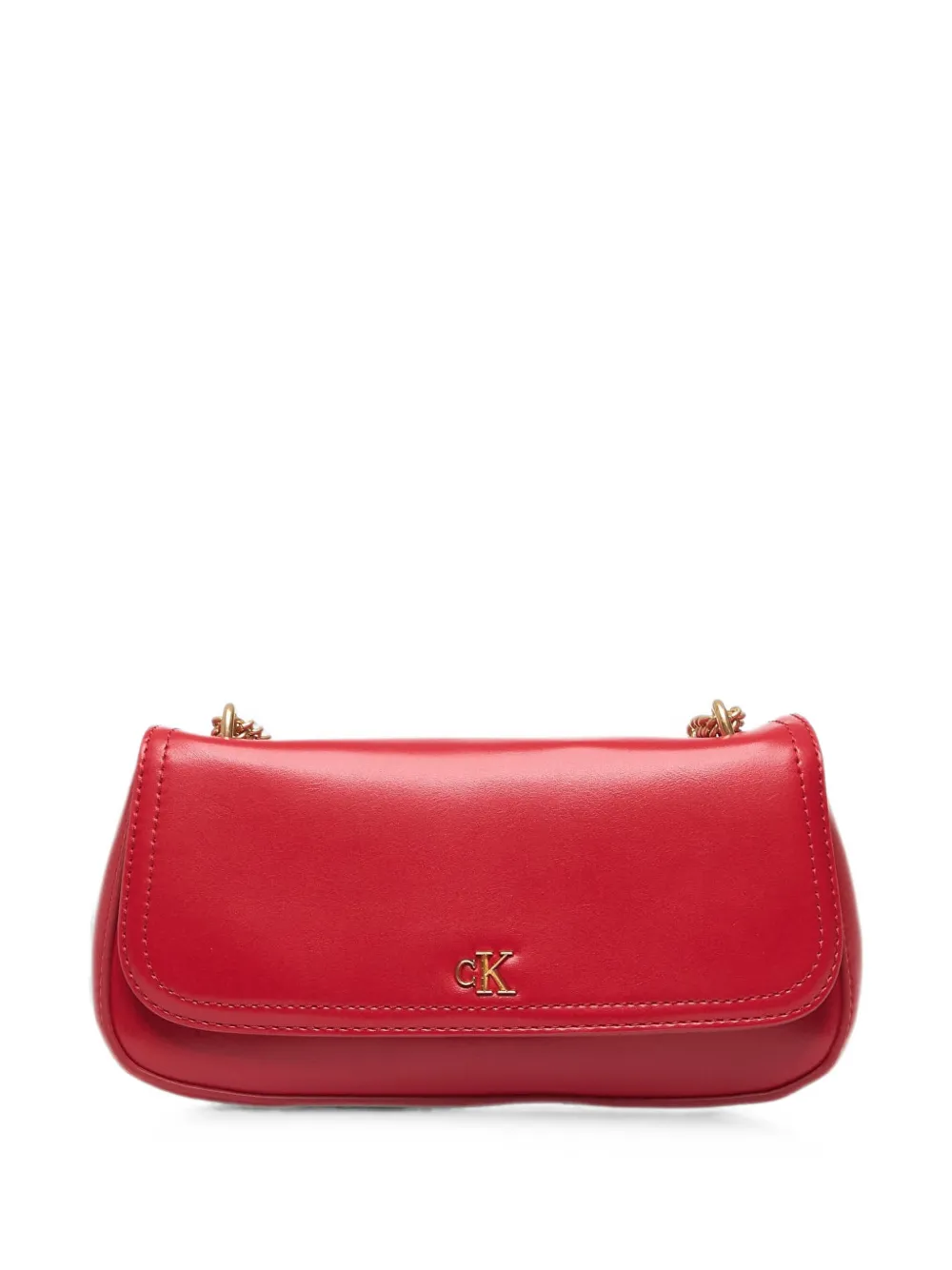 Calvin Klein small monogram logo-plaque chain-strap shoulder bag - Rosso