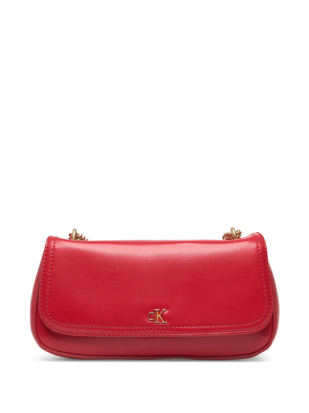 Calvin Klein small monogram logo-plaque chain-strap shoulder bag - Rosso