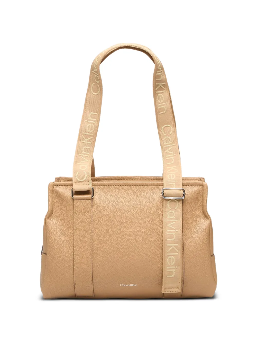 Calvin Klein logo-strap pebbled-effect tote bag - Toni neutri