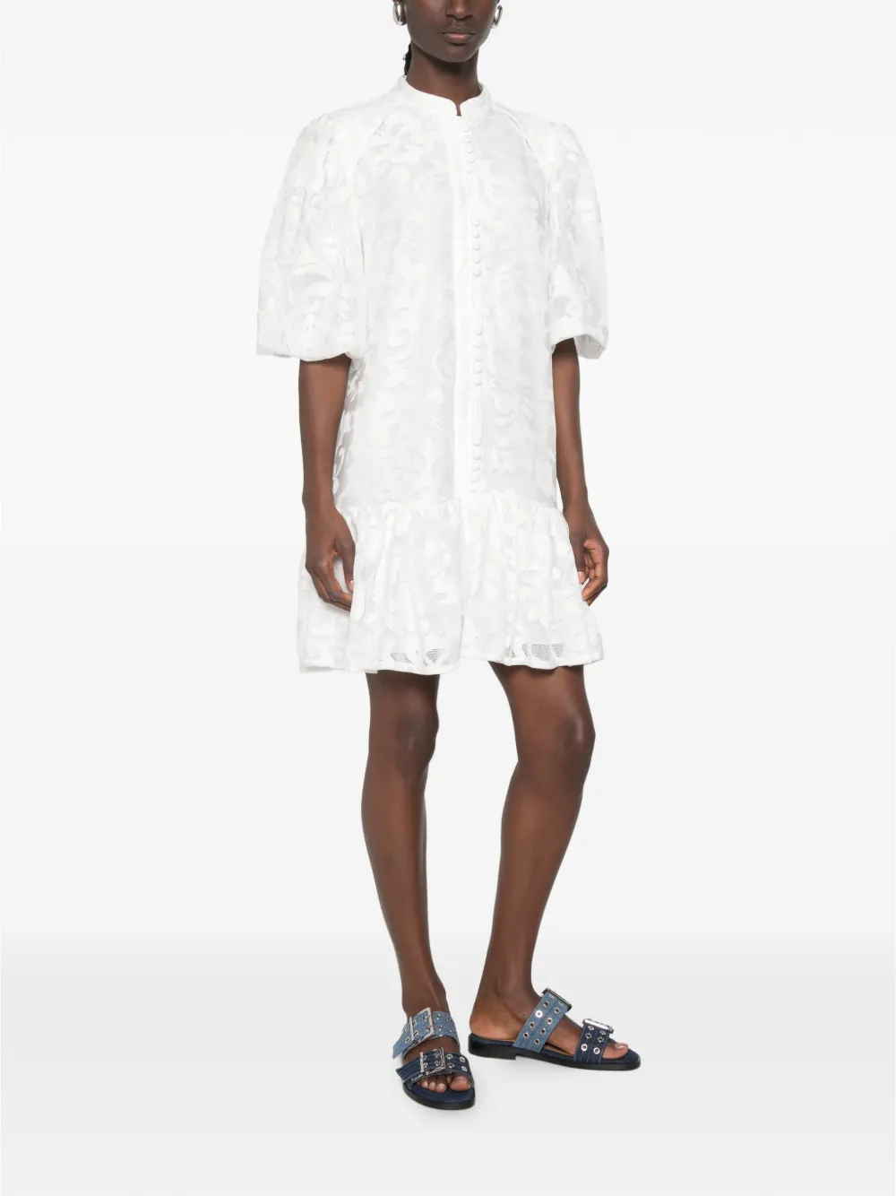 Paper Lace Mini-blousejurk met bloemenpatroon Wit
