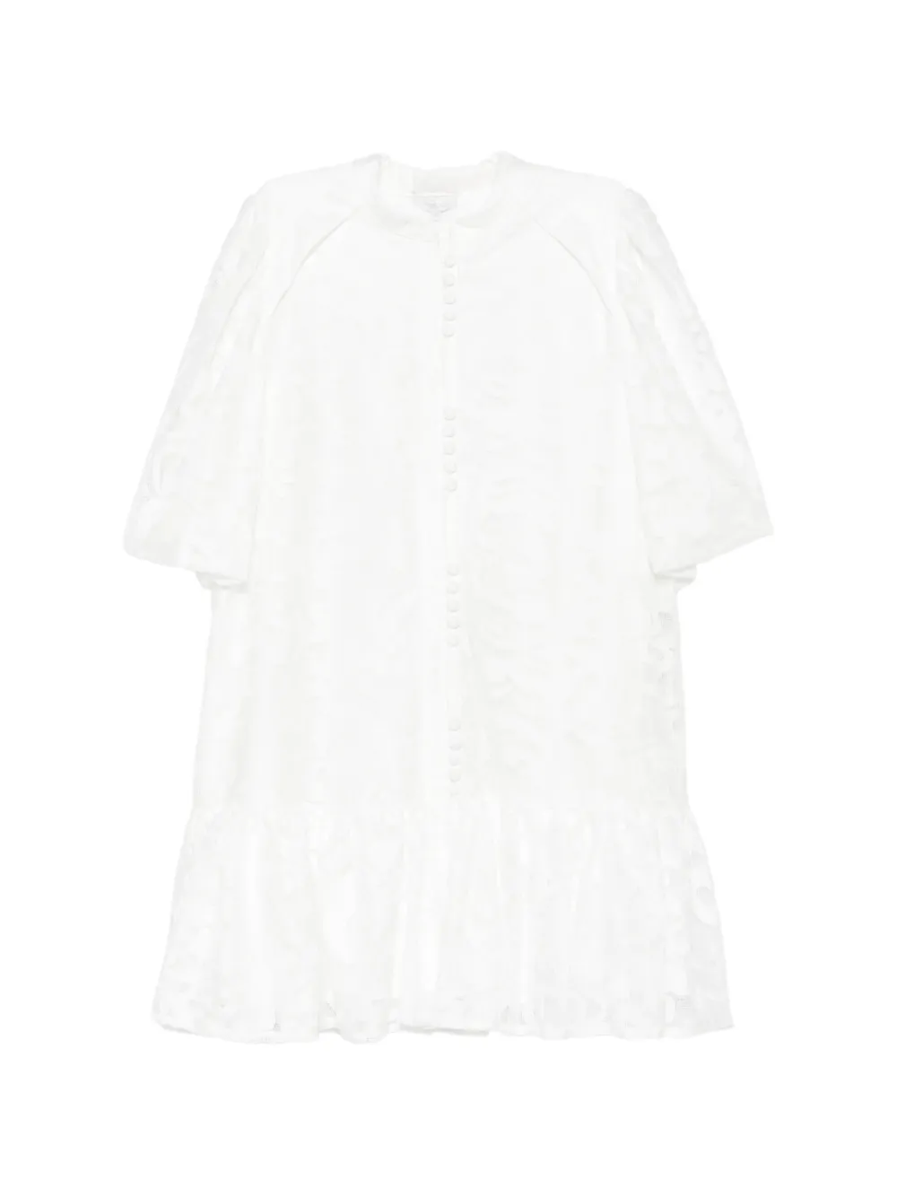 Paper Lace floral-pattern mini shirt dress