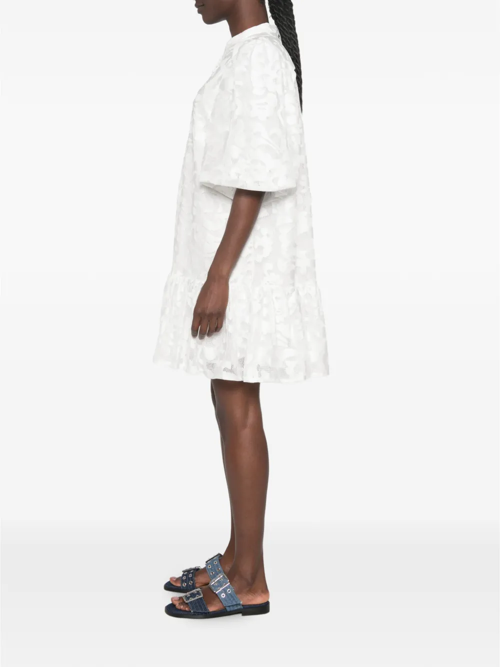 Paper Lace Mini-blousejurk met bloemenpatroon Wit