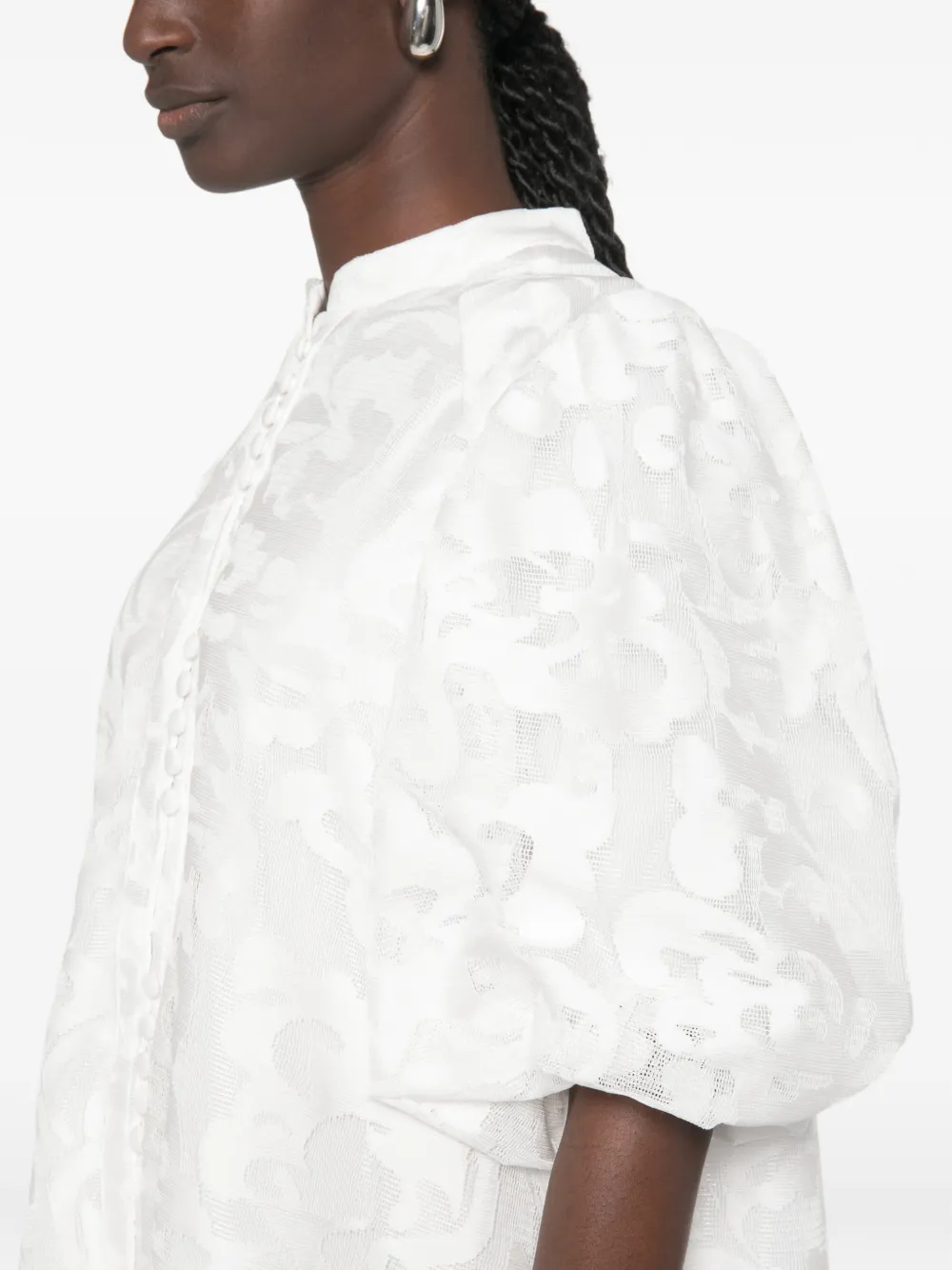 Paper Lace Mini-blousejurk met bloemenpatroon Wit