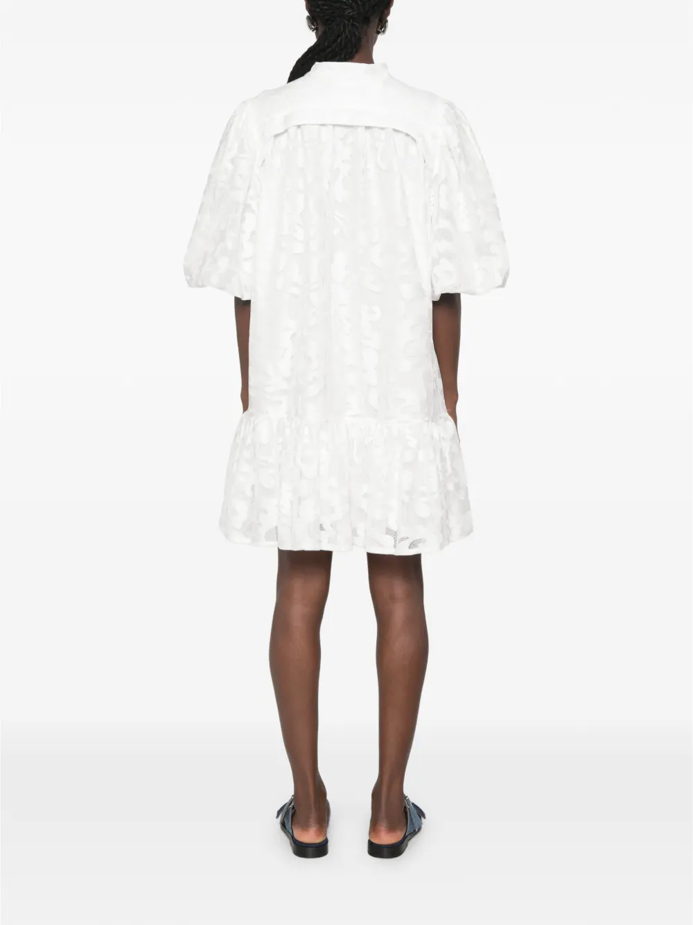 Paper Lace Mini-blousejurk met bloemenpatroon Wit