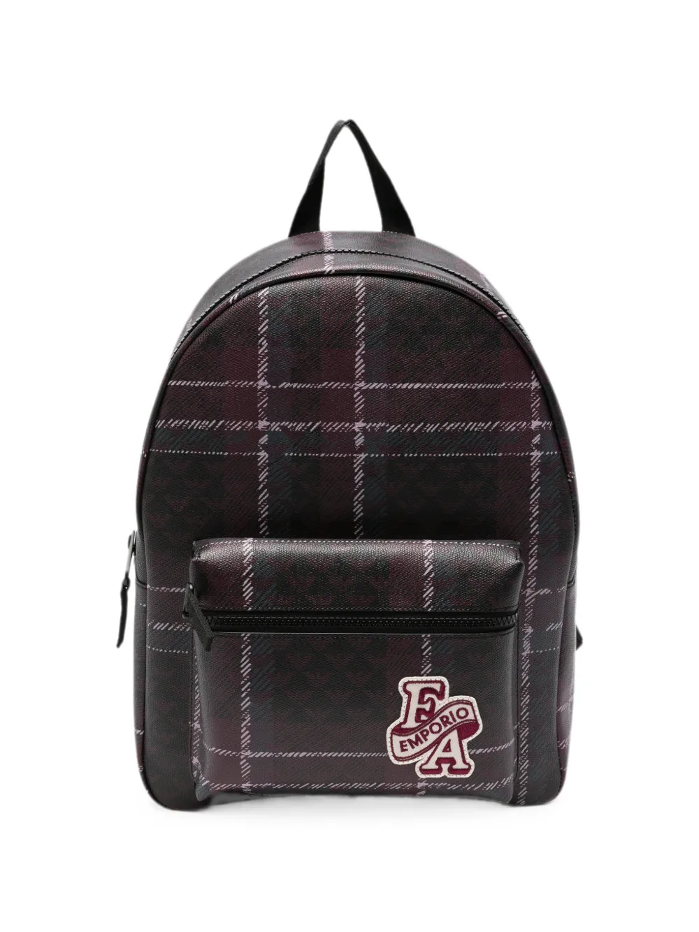 Emporio Armani Kids logo-patch checked backpack - Violett