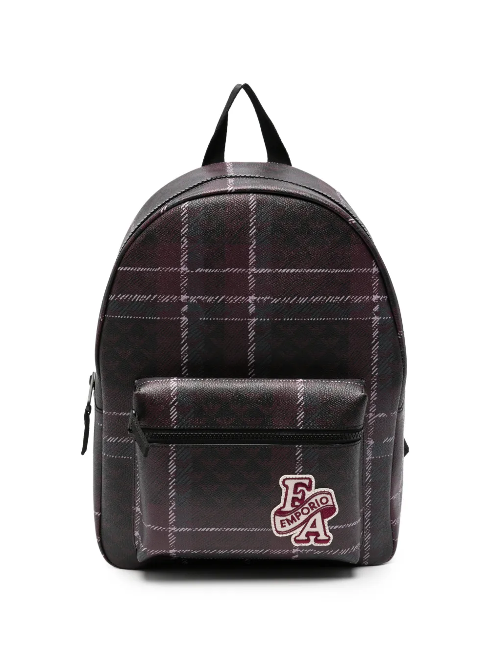 Emporio Armani Kids logo-patch checked backpack - Viola