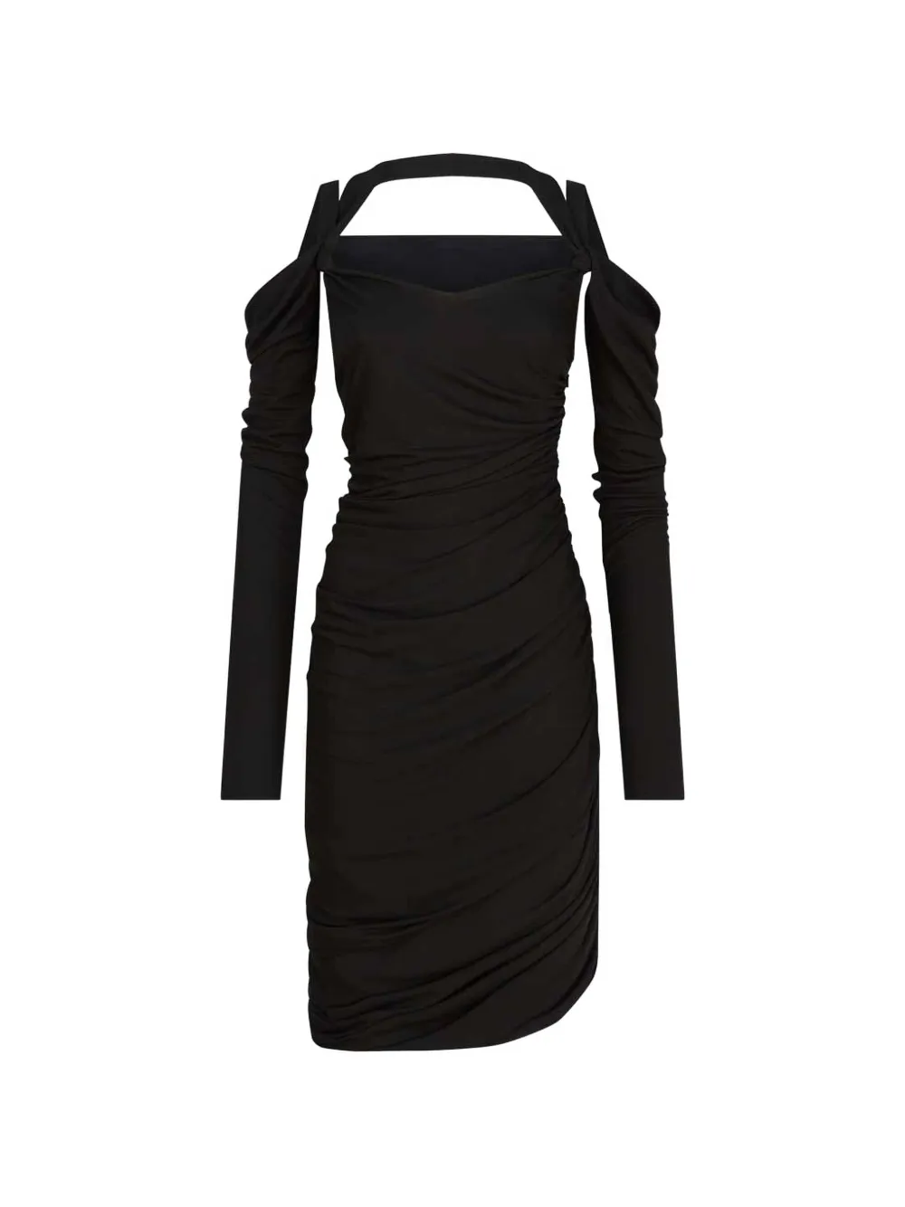 The Attico ruched cold-shoulder party dress - Nero
