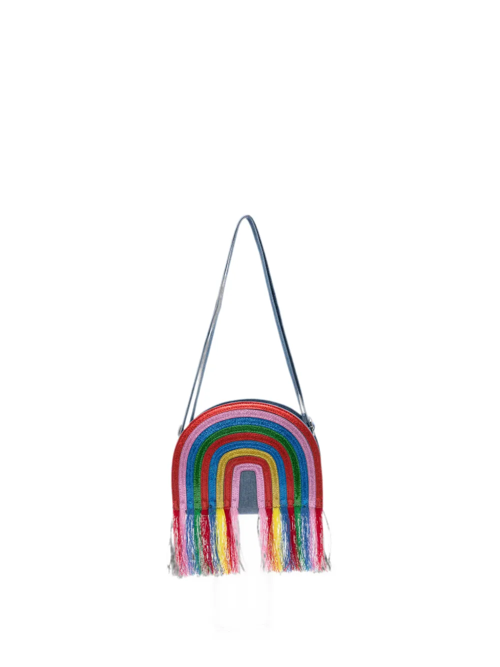 Stella McCartney Kids rainbow-motif fringed shoulder bag - Blu