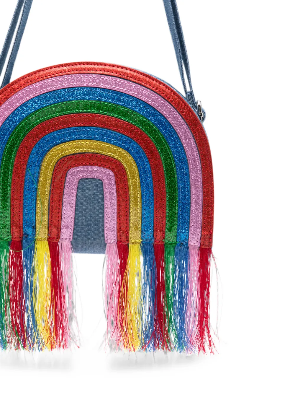 Stella McCartney Kids Schoudertas met regenboog-patroon en franje Blauw