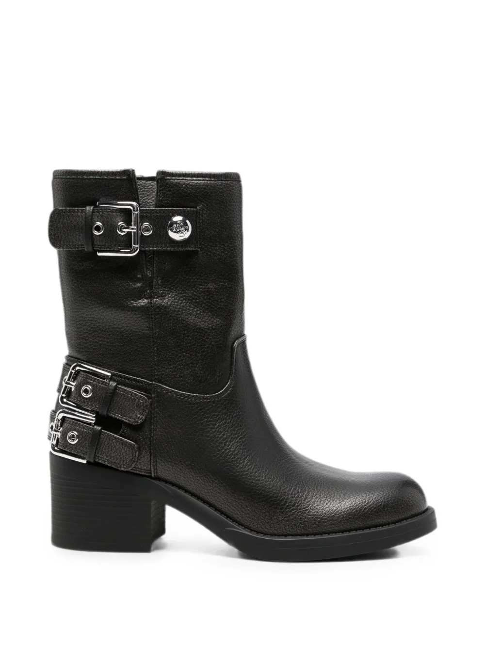 GUESS USA buckle-detail leather boots Zwart