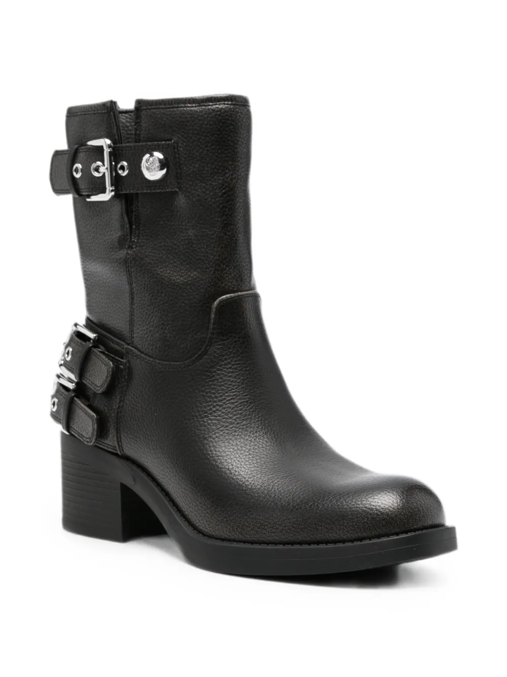 GUESS USA buckle-detail leather boots Zwart