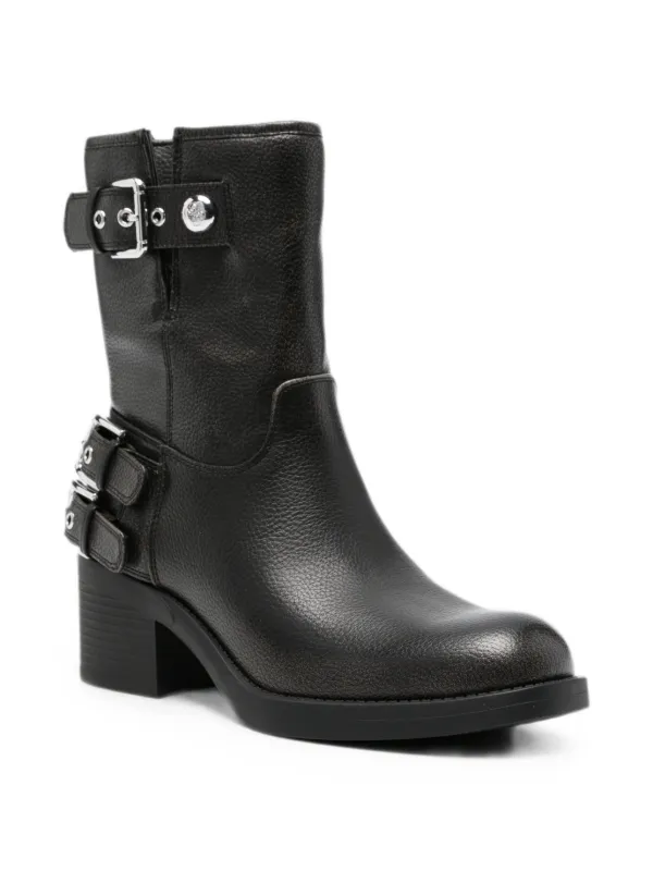 GUESS USA buckle-detail Leather Boots | Black | FARFETCH